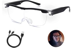 LTDOOIT Magnifying Glass with Light USB Rechargeable, Hands Free Led Magnifying Glasses for Hobbies Reading Craft Close Work, 180% Magnification Anti Blue Light Head Magnifier Spectacles Eyeglasses