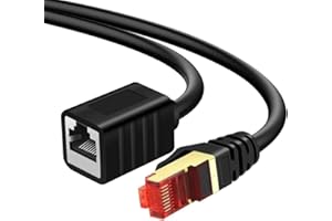 Yeung Qee Ethernet Extension Cable 0.5m, Shielded Network Cat7 Ethernet Extender Cable Adapter RJ45 Cords Shielded Male to Female Connector (50CM)
