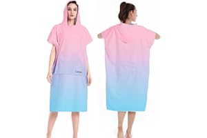 LOMTRATS Polar de Doble Cara con Bolsillos Capa de Surf de Secado rápido Toalla cambiante Bata de baño Sudadera con Capucha para Mujeres y Hombres Natación Playa Surf Buceo Baño en casa