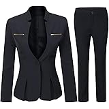 Yynuda - Completo tailleur da donna, 2 pezzi, Slim Fit, Giacca a bottone unico, con gonna o pantalone, da ufficio
