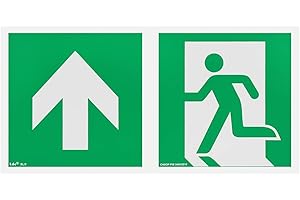 notlok Safety Work - Cartello Uscita Emergenza [ 30 x 15 ] | PVC fotoluminescente + adesivi per il montaggio | Cartelli Segnaletici di Sicurezza, Segnaletica Sicurezza Sul Lavoro, Cartelli Sicurezza