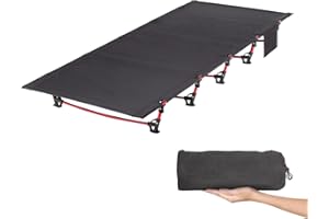 Leogreen Lit de Camp Pliable, Ultra léger Compact Solide et Durable, 192 x 70 x 17cm, Lit Camping Pliable pour Les tentes, Les randonnées en Plein air, Les Voyages, Charge maximale 150kg, Noir