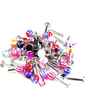 Desire Piercingstecker Edelstahl Labret für Oberlippe/Bauchnabel/Ohr mit Kugelaufsatz 20Stück