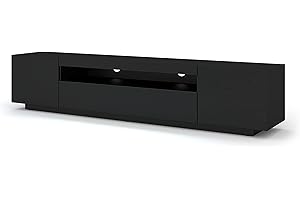 BIM Furniture Aura - Mobile basso per TV, 200 cm, da appendere o in piedi, universale, per TV, credenza, HiFi (nero opaco senza LED)