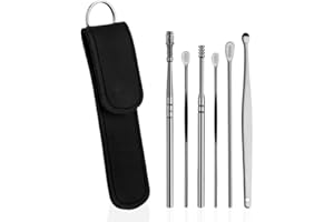 PARENCE.- 6-teiliges Ohrenreinigungsset mit Etui – Rostfreies, wiederverwendbares & sicheres Ohrenschmalzwerkzeug – Ohrstöpsel aus Metall mit Bürste – Effektive und komfortable Ohrenschmalzentfernung