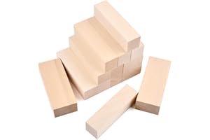 MVQPER Woodcraft 14Pcs Basswood Carving Blocks,2 Size Whittling Unfinished Carving Wood Blocks Smooth Surface for DIY Shaping, Painting Creative Wood Art Craft