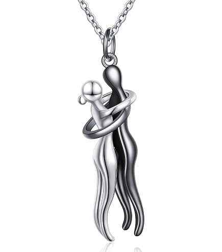 Collana Con Ciondolo Due Figure Che Si Abbracciano, Bicolore: Dichiara Il Tuo Amore Con Stile! 💞