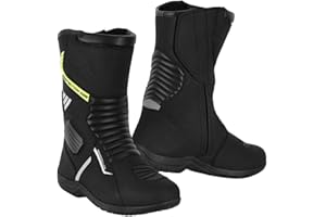 TSM-MOTO Botas de Moto Impermeables para Hombre con protección de Tobillo y talón, Tiras Reflectantes homologadas CE