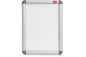Nobo Premium Plus Plakatrahmen mit Klapprahmen, Größe A0, Wandbefestigung durch Eckmontage, Aluminiumrahmen, Entspiegelte Kunststoff-Abdeckung, Silber, 1902208
