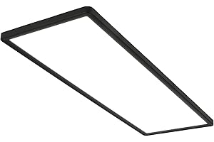 BRILONER - lampa sufitowa LED, panel LED ultra płaski, efekt podświetlenia, neutralne białe światło, 3000 lumenów, czarna, 580x200x30mm (dł. x szer. x wys.)