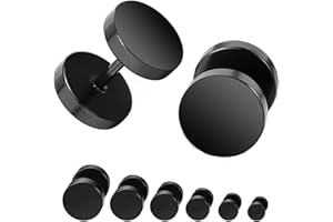 Ozmw 6 Paar Ohrstecker Schwarz Fake Plugs Ohrringe 5-10mm, Edelstahl Ohrstecker Schwarz Poliert Taper Plugs Tunnel Doppelseite