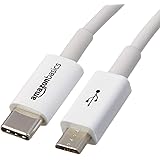 Amazon Basics USB Type-C to Micro-B 2.0 Cable for Tablet, Personal Computer, Laptop, Smartphone (0.9 Meters, White)