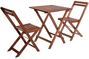 PRO GARDEN VDC Mesa Madera 60x60 + 2 sillas Plegables Acacia