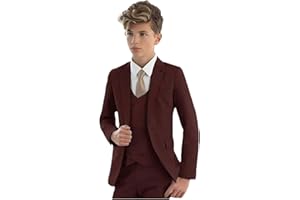 BOTONG Traje formal infantil de 3 piezas con solapa de pico; chaqueta, chaleco y pantalones, traje de fiesta, esmoquin para bodas