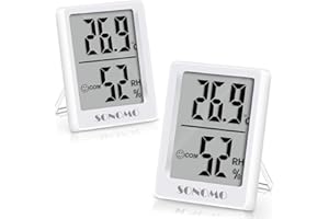SONOMO Thermo-Hygrometer,2 Stück Digital Hygrometer Innen, Thermometer Innen Feuchtigkeit Hohen Genauigkeit,Für vertikale oder Wandmontage Luftfeuchtigkeitsmessgerät,Für Innenraum-(Weiß)