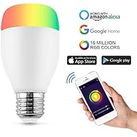 Ampoule Couleur,Horsky Smart Ampoule WIFI Lampe Intelligente Ampoule Multicolore Dimmable Ampoule Télécommande RGB Lampe E27 Telecommande LED Lumiere WIFI Compatible Amazon Elexa Echo Google Home (Wifi Lampe led RGB E27)