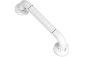 BONADE Non-Slip Grab Rail for Bathroom & Shower Wall Grab Rail White Stainless Steel & Nylon Safety Handles Handle Bar Bathroom / Shower Handles / Grab Rail for Seniors, Length 35 cm