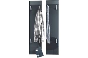 Vladon Wall Panel 120, pannello appendiabiti con 2 pannelli, nero lucido (28 x 120 x 2 cm ciascuno)