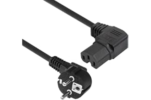 ACT Strömkabel CEE7/7 till C15 (högervinklad), 1 m CEE 7/7 strömkabel till hett enhetsuttag, svart strömkabel - AK5348