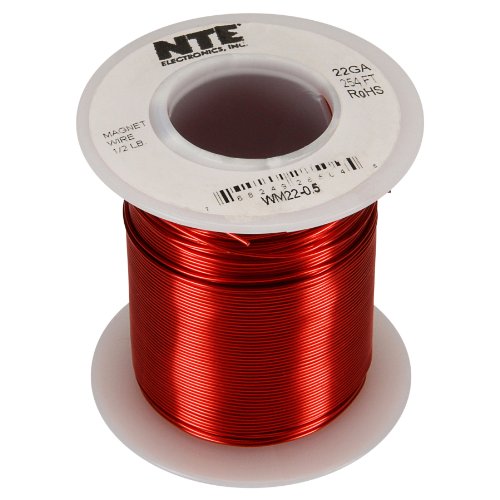 NTE Electronics WM22-0.5 Series WM Magnet Hook Up Wire, Solid, Type 22 Gauge, 0.5 lb. Spool, 254' Length