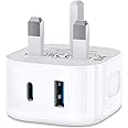 USB C Fast Charge Plug,Dual Port Apple iPhone 16/15/15 Pro Max Micro USB Plug Type C Wall Charger Plug Adapter UK for iPhone 14/14 Pro/14 Pro Max/13/13 Pro/13 Pro Max/12/12 Pro Max/11 Pro/iPad