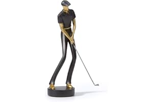 HAUCOZE Amoy-Art Golf Escultura Figura Golfer Decorativa Regalo Modern Estatua Interior Salon Arte Resina Decoración del Hogar Nergo 24cm