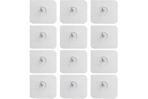 ALPPIHYM Paquete de 12 ganchos autoadhesivos, transparentes, pegatinas de pared sin taladrar, clavos adhesivos, 5 kg, ganchos de pared sin taladrar, ganchos mágicos, pegar cuadros en lugar de taladrar