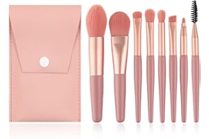 ACONDE Schminkpinsel, Make up Pinsel Set mit Aufbewahrungsbeutel, Foundation Pinsel, Lidschattenpinsel, 8 Pinsel, Pink