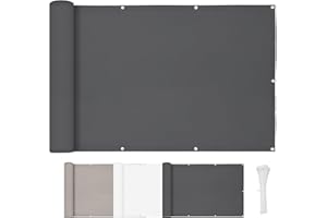 HENG FENG Osłona balkonowa z PES, odporna na działanie warunków atmosferycznych, ochrona przed wiatrem i promieniowaniem UV, z opaskami zaciskowymi, antracytowa, 90 x 400 cm