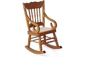 Odoria Miniature 1/12 Fauteuil à Bascule Meuble Accessoire Maison de Poupée, Marron