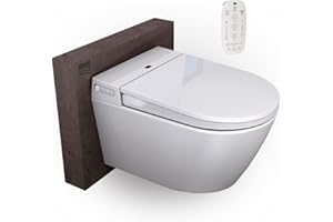 BERNSTEIN® WC doccia 540 PRO in bianco, WC sospeso senza brida, con funzione bidet riscaldamento e sterilizzatore, impianto completo con telecomando, occhiali da WC con abbassamento automatico