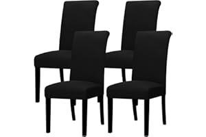 Lellen Dining Chair Covers Set of 4, Stretch Chair Covers Dining Chair Slipcovers Removable Washable Reusable Home & Kitchen Decor Protector Dining Room Chair Covers,Black