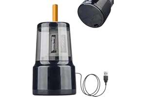 JIJICZ Elektrischer Bleistiftspitzer, 6-8 Mm Robust Usb Und Batterie Automatischer Anspitzer Mit Großem Behälter Spitzer Elektrisch Ideal Für Kinder, Künstler, Schwarz
