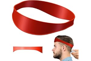 KQNM Contour Cheveux Homme，Gabarit De Rasage du Décolleté,，Bande Incurvée pour Coupe De Cheveux, Bande Incurvée en Silicone pour Coupes Cheveux à La Maison(Rouge)