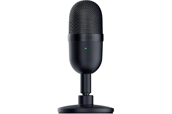 Razer Seiren Mini Microphone à condensateur USB : pour Le Streaming et Les Jeux sur PC - Qualité d'enregistrement Professionnelle - Motif de Micro supercardioïde précis - Support inclinable -