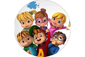 Dolce idea CIALDA in Ostia ALVINNN! e i Chipmunks Personalizzabile, Forma Rotonda diam. 20 cm, Decorazione per Torta