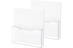 Rarapop Magnetic File Holder, 2 Pack Mail Magazines Organizer Wall Mount, Acrylic Hanging Wall File Organizer for Cabinets, Whiteboard, Refrigerator