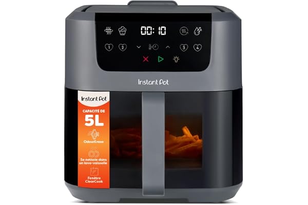 Friteuse à air chaud Instant Pot Vortex Compact Truffle, panier de 5 litres, taille familiale 4 en 1 Friture à air chaud, séchage, cuisson, réchauffage, revêtement antiadhésif, facile à nettoyer.