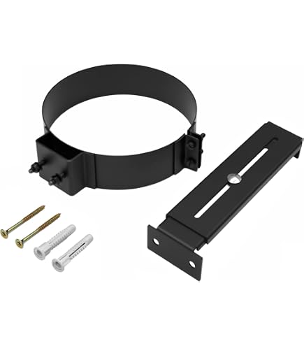 PARKANEX Ofenrohr-Halterung 150 Mm – Wandhalterung Für Rauchrohre, Schwarz Pulverbeschichtet