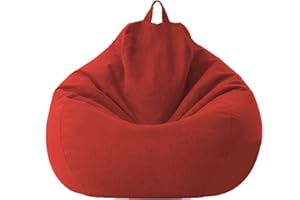CHICKWING Puff Pera sin Relleno para Adultos y Niños, Chickwin Exterior y Interior Bean Bag Bolsa de Frijol para Silla Tumbona Perezosa Funda para Sillón Cubierta de Sillón (Rojo,100x120cm)