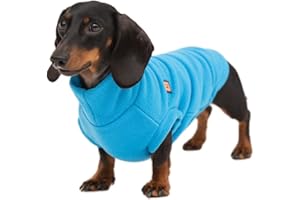 Ginger Ted Warm Fleece Dachshund Jumper size 18"/46cm Blue STANDARD Fit - for short leg breeds, windproof polarfleece, washable, breathable, jumper sweater style