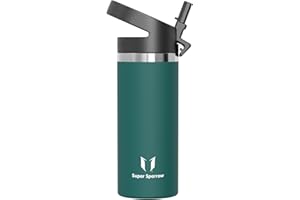 Super Sparrow Water Bottle Insulated - 500ml, 750ml, 1000ml, 1.2L, 1.5L - Wide Mouth Metal Bottle - SwivelSip Flask - BPA Free, Leak Proof - Ergonomic Straw Water Bottles for Gym, Travel, Sports