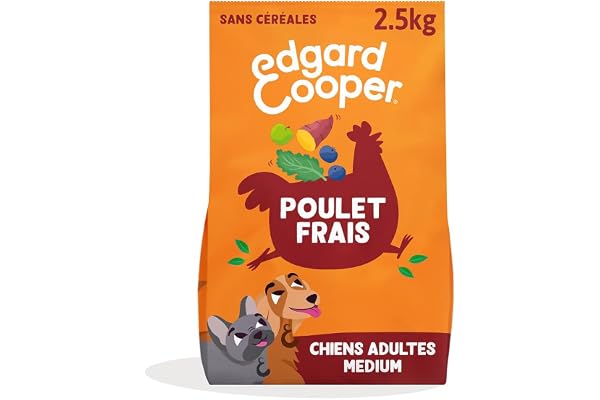 Edgard & Cooper Croquettes Chien, (Poulet Frais, 2.5kg) Sans Céréales, Viande fraîche et protéines de qualité, Vrais ingrédients pour chiens, Hypoallergénique, Sans sucres ajoutés