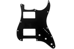 Musiclily Pro 11 Fori HH Battipenna Strat 2 Humbucker Pickguard per Chitarra Elettrica Fender American/Mexican Standard Stratocaster Stile Moderno,3 strati Nero