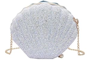 Niejgay Frauen MäDchen Kleine Meerjungfrau Muschel GeldböRse UmhäNgetaschen Glitzer Pailletten Kette Abendtasche,