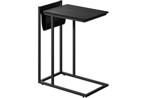 Novilla - Mesa Auxiliar para Sofá y Cama丨en Forma de C丨Estable y Resistente丨Fácil de Montar丨Color Negro丨68 x 55 x 35 cm (AL x L x AN) 丨Mesitas Auxiliares de Salón con Espacio de Almacenamiento