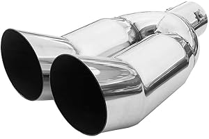 CARJOY Double Exhaust Tip Performance Sport Muffler Universal Trim Tail End Pipe Stainless Steel Chrome Dual Twin Exhaust Tip Trim 39mm to 50mm Car Tuning Styling