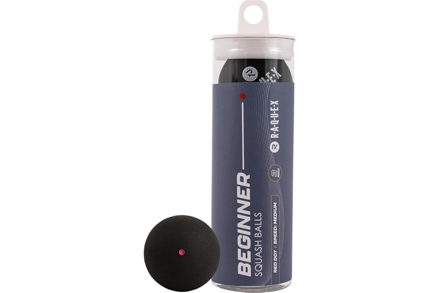 Raquex Squash Balls (3, 6 or 12 Balls) - 4x Speed Options: Elite Double Yellow Dot, Intermediate Yellow, Beginner Red, Junior Blue