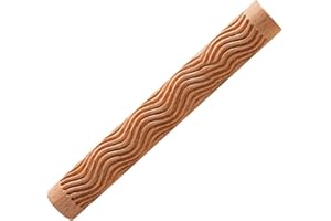GETDOUBLERICH Rodillo de madera en relieve, rodillo grabado en relieve con patrón de flores, herramienta de bricolaje 3D, herramienta de amasado para hornear galletas y pastelería decorativa (curva)