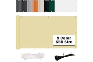 MENGH Balkon Sichtschutz 75x800cm, Sichtschutz Balkon Sichtschutz Sonnenschutz, mit Ösen, Nylon Kabelbinder und Kordel Deko für Balkongeländer, Terrasse & Garten Beige